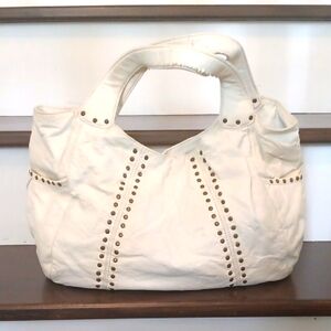 * Vintage slouchy White Studded Hobo Bag